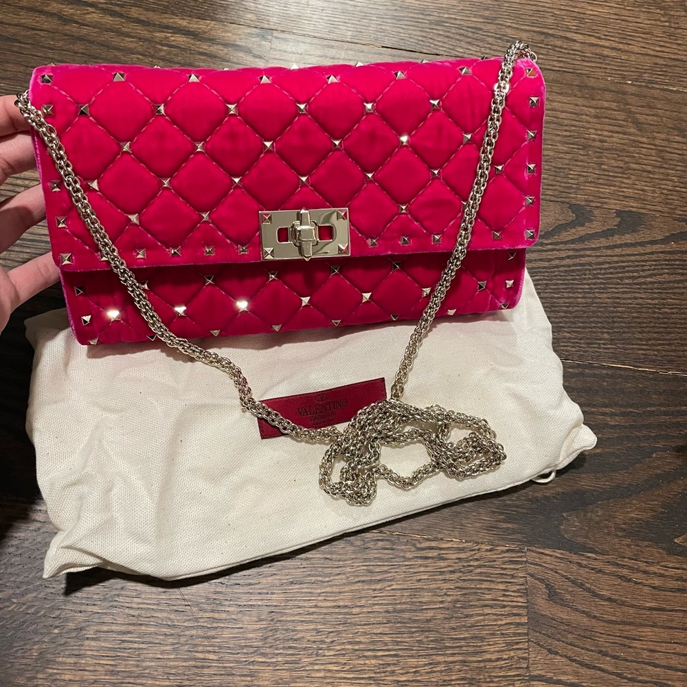 Valentino Velvet PINK stud clutch